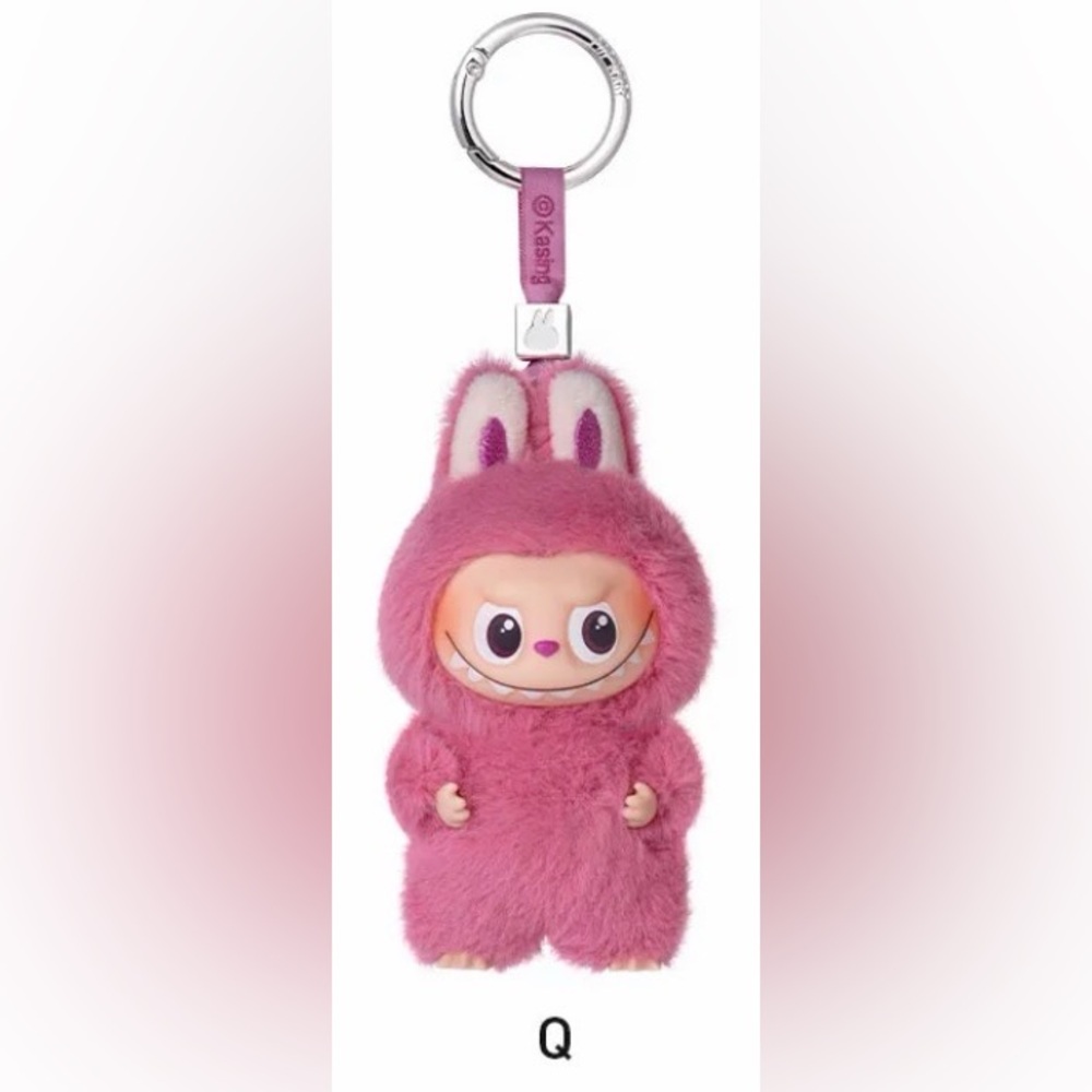 Pin for Love Series-Vinyl Plush Pendant Blind Box-Letter Q Pink Labubu